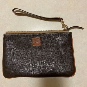 Dooney and Bourke Brown Pebbled Leather Wristlet